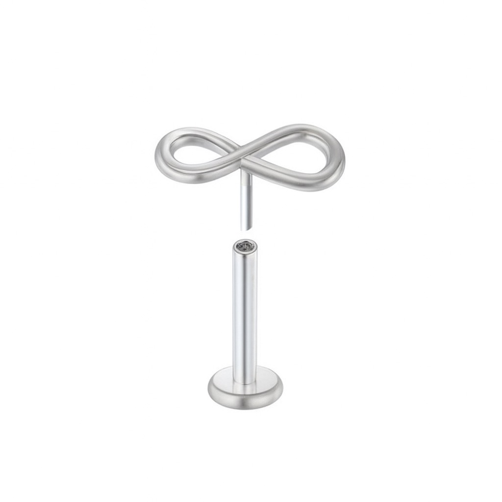Silver Infinity Threadless Labret Monroe Madonna Stud Hypoallergenic  16g